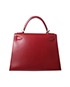 Kelly 28 Box Leather in Rouge Vif, back view